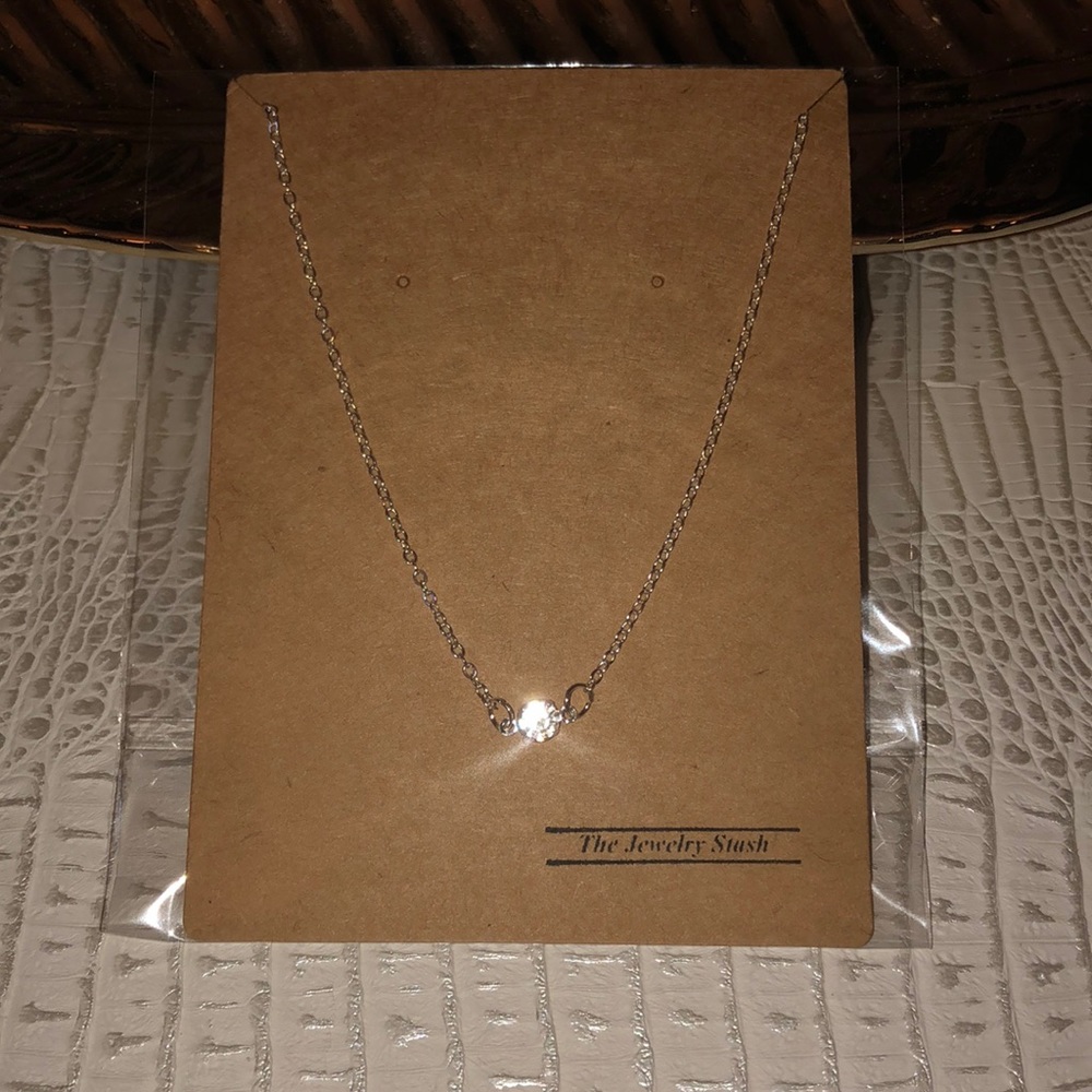 Silver Diamond Rhinestone Necklace - Picture 3 of 3